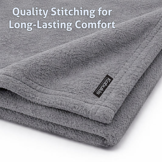 Camping Plush Fleece Blanket - Cozy Comfort in Grey 160x180