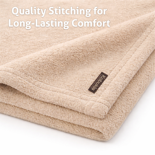 Camping Plush Fleece Blanket - Cozy Comfort in Beige 160x180