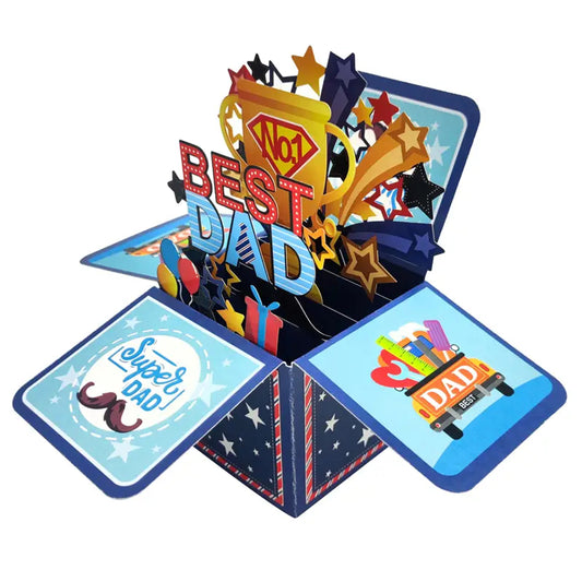 Kabukis 3D Pop-Up Best Dad Surprise Box Card with Envelope