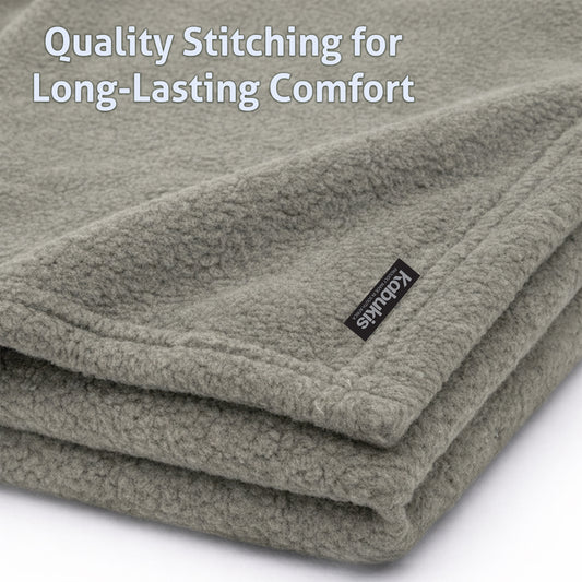 Camping Plush Fleece Blanket - Cozy Comfort in Olive 160x180