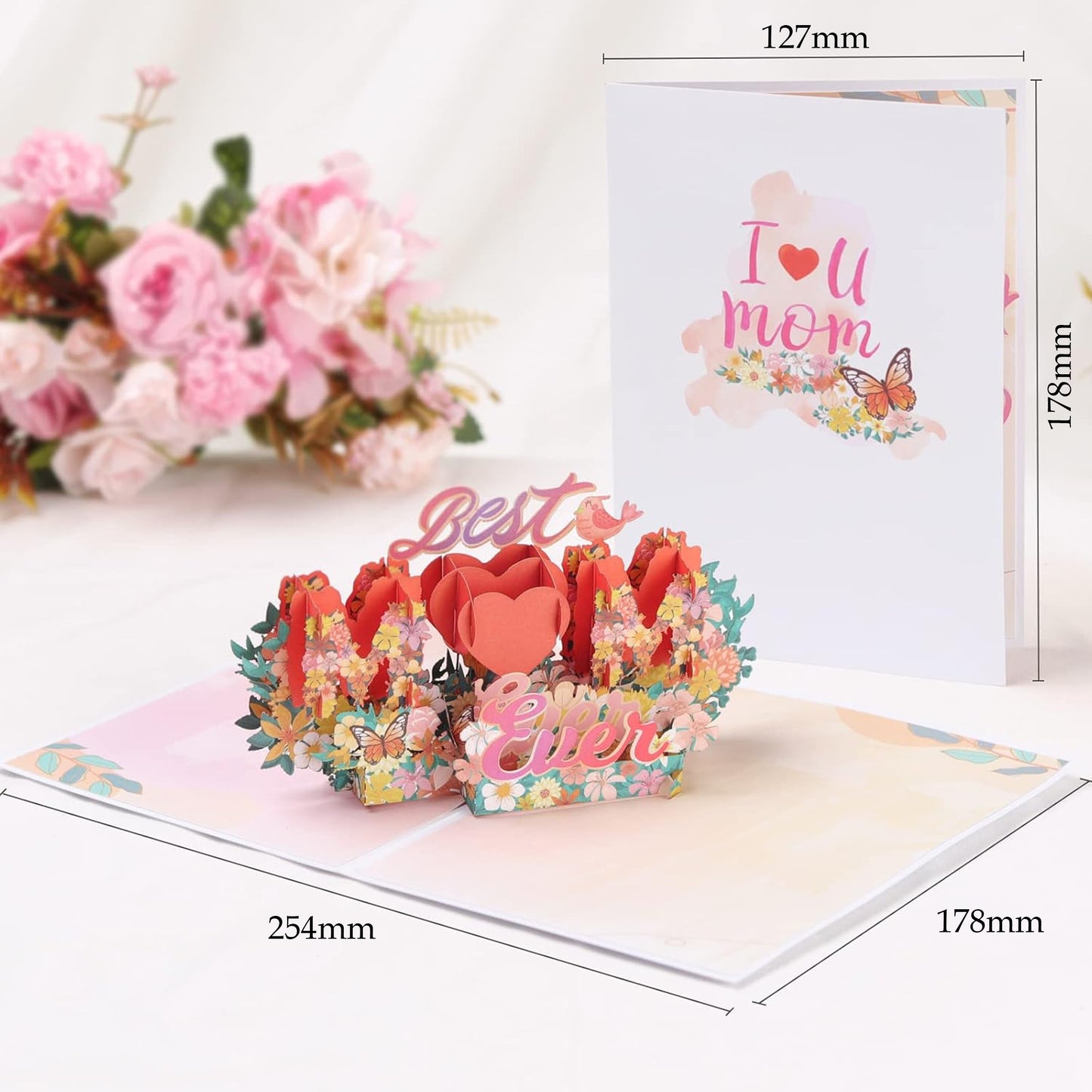 Kabukis 3D Pop-Up Mother's Day Floral Bouquet Greeting Card Gift