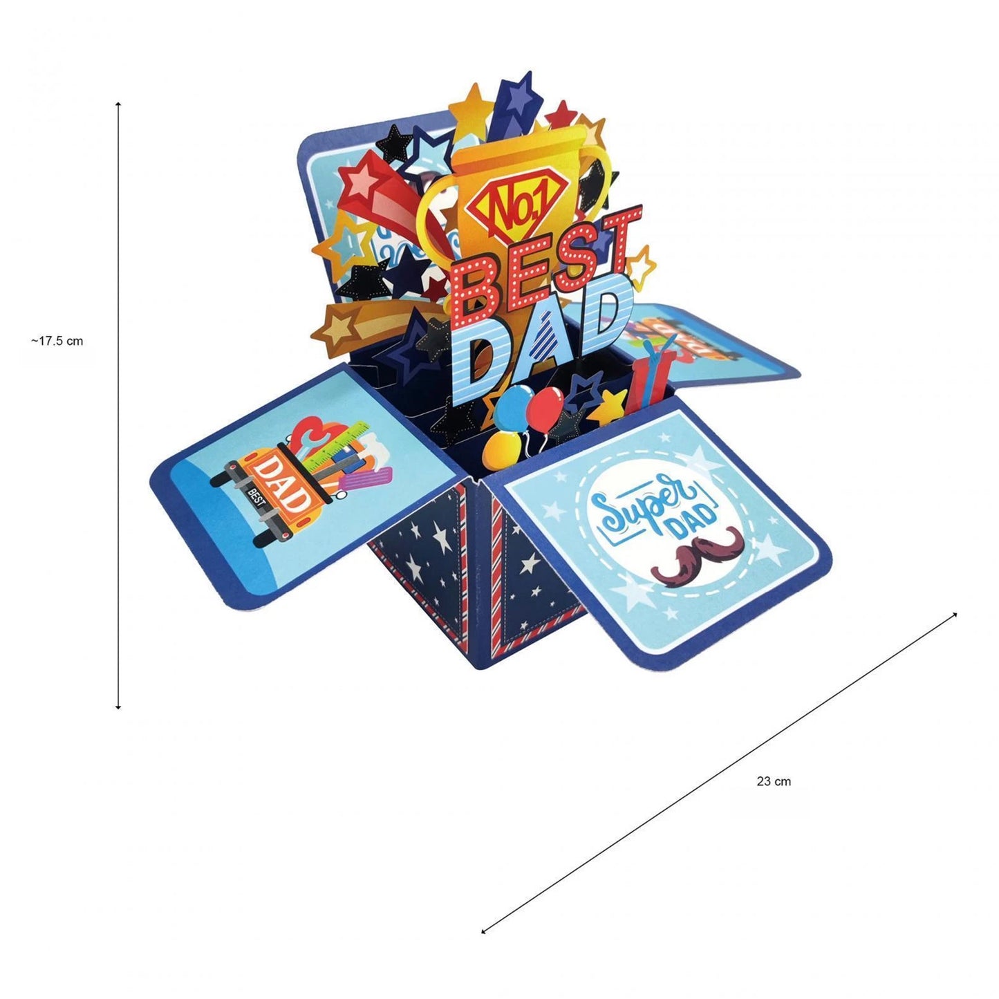 Kabukis 3D Pop-Up Best Dad Surprise Box Card with Envelope