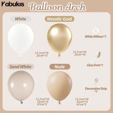 Kabukis Balloon Arch Kit - Elegant Nude and White Garland for Events