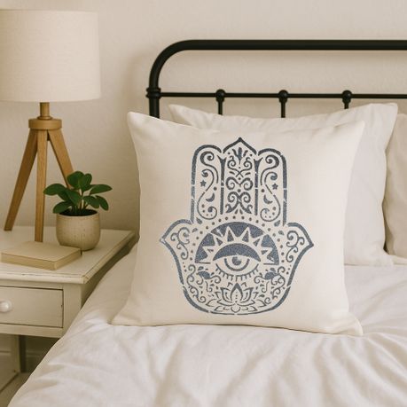 XL Glitter Printed Hamsa Hand White Scatter cushion cover and inner decor