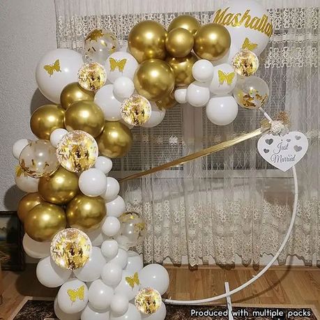 30 Pieces Golden & Pearl White Balloons - Luxurious Party Elegance Set