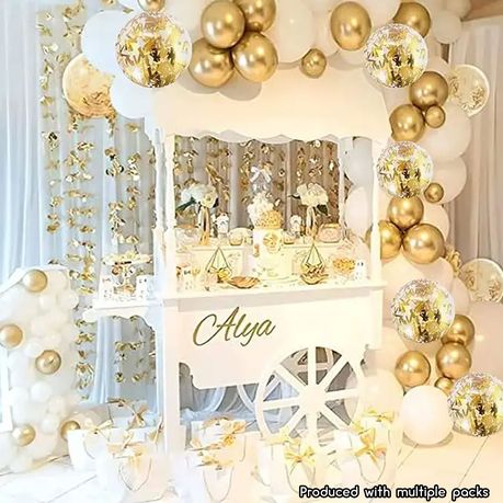 30 Pieces Golden & Pearl White Balloons - Luxurious Party Elegance Set