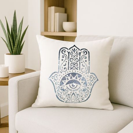 XL Glitter Printed Hamsa Hand White Scatter cushion cover and inner decor