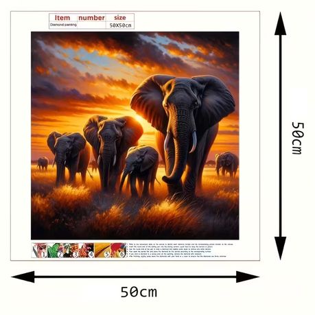 DIY Diamond Dot Art Painting Set - African Elephant Sunset Scene