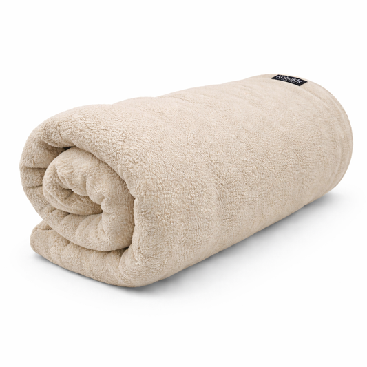 Camping Plush Fleece Blanket - Cozy Comfort in Beige 160x180