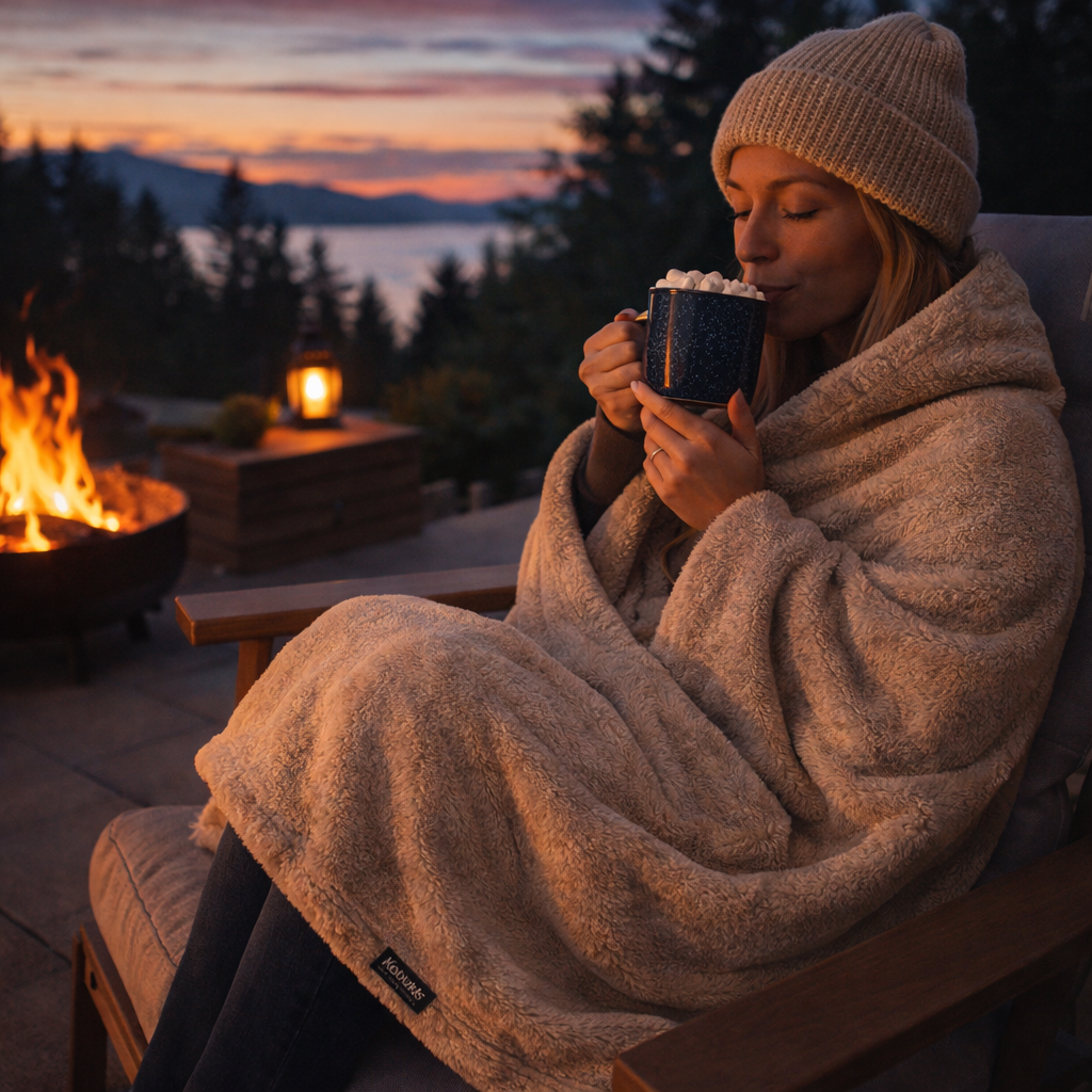 Sofa/Camping Plush Fleece Throw Blanket - Cozy Comfort in Beige 160x180