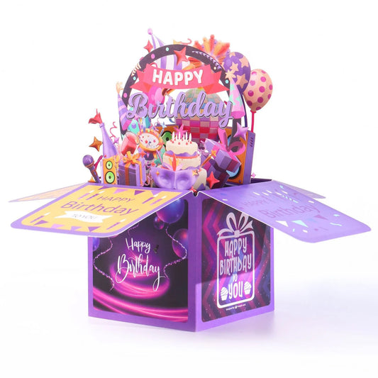 Happy Birthday Greeting Card – Stunning 3D Pop-Up Surprise Box Set with Envelope