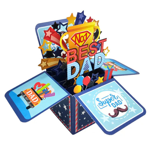 Kabukis 3D Pop-Up Best Dad Surprise Box Card with Envelope