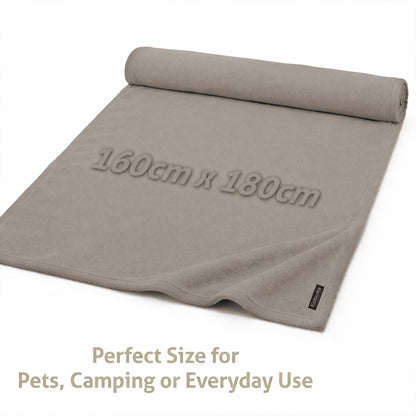 Sofa/Camping Plush Fleece Throw Blanket - Cozy Comfort in Beige 160x180