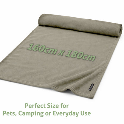 Sofa/Camping Plush Fleece Throw Blanket - Cozy Comfort in Olive 160x180