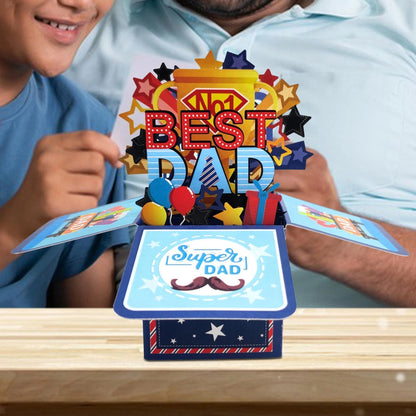Kabukis 3D Pop-Up Best Dad Surprise Box Card with Envelope