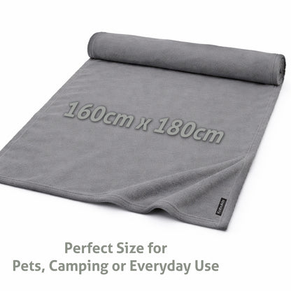 Sofa/Camping Plush Fleece Throw Blanket - Cozy Comfort in Grey 160x180