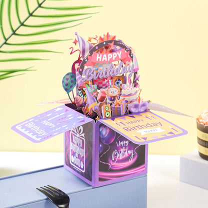 Happy Birthday Greeting Card – Stunning 3D Pop-Up Surprise Box Set with Envelope