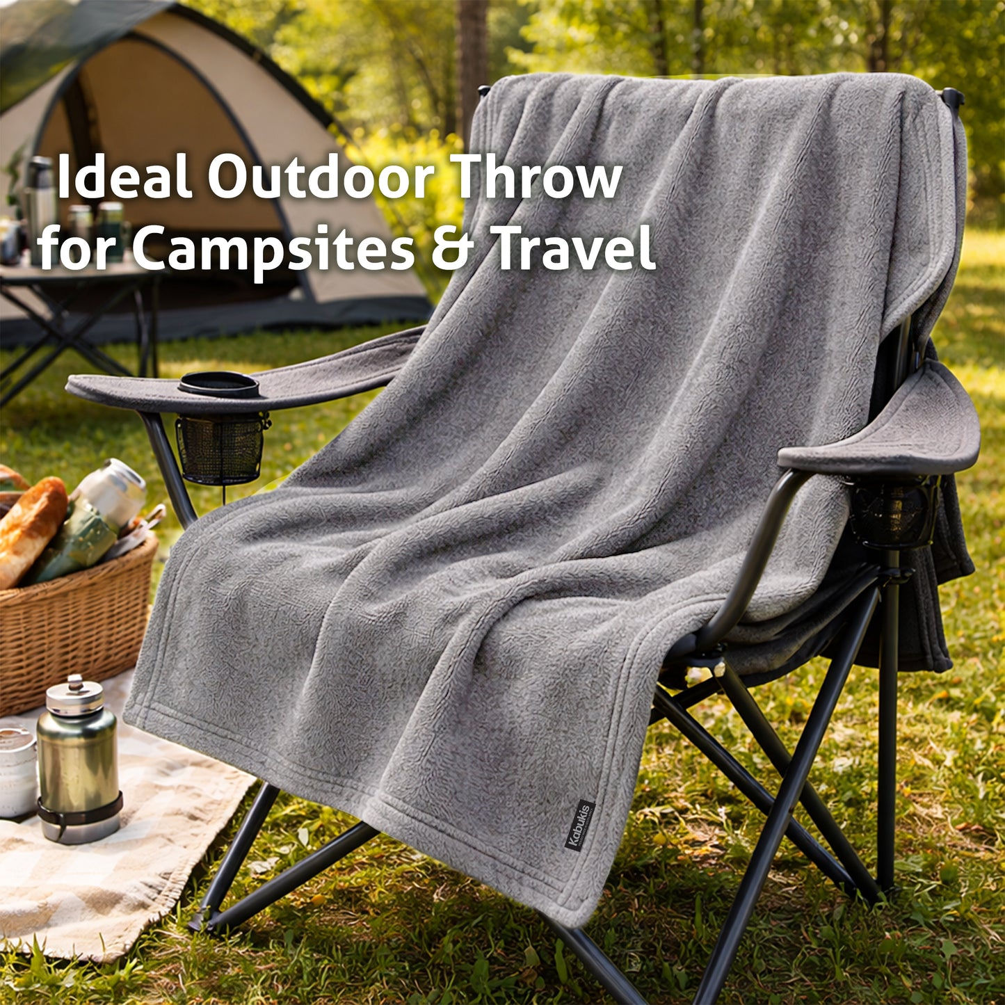 Sofa/Camping Plush Fleece Throw Blanket - Cozy Comfort in Grey 160x180