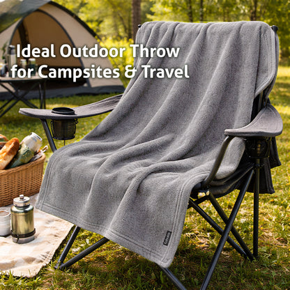 Sofa/Camping Plush Fleece Throw Blanket - Cozy Comfort in Grey 160x180