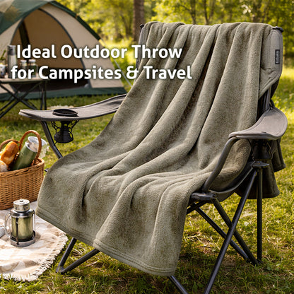 Sofa/Camping Plush Fleece Throw Blanket - Cozy Comfort in Olive 160x180