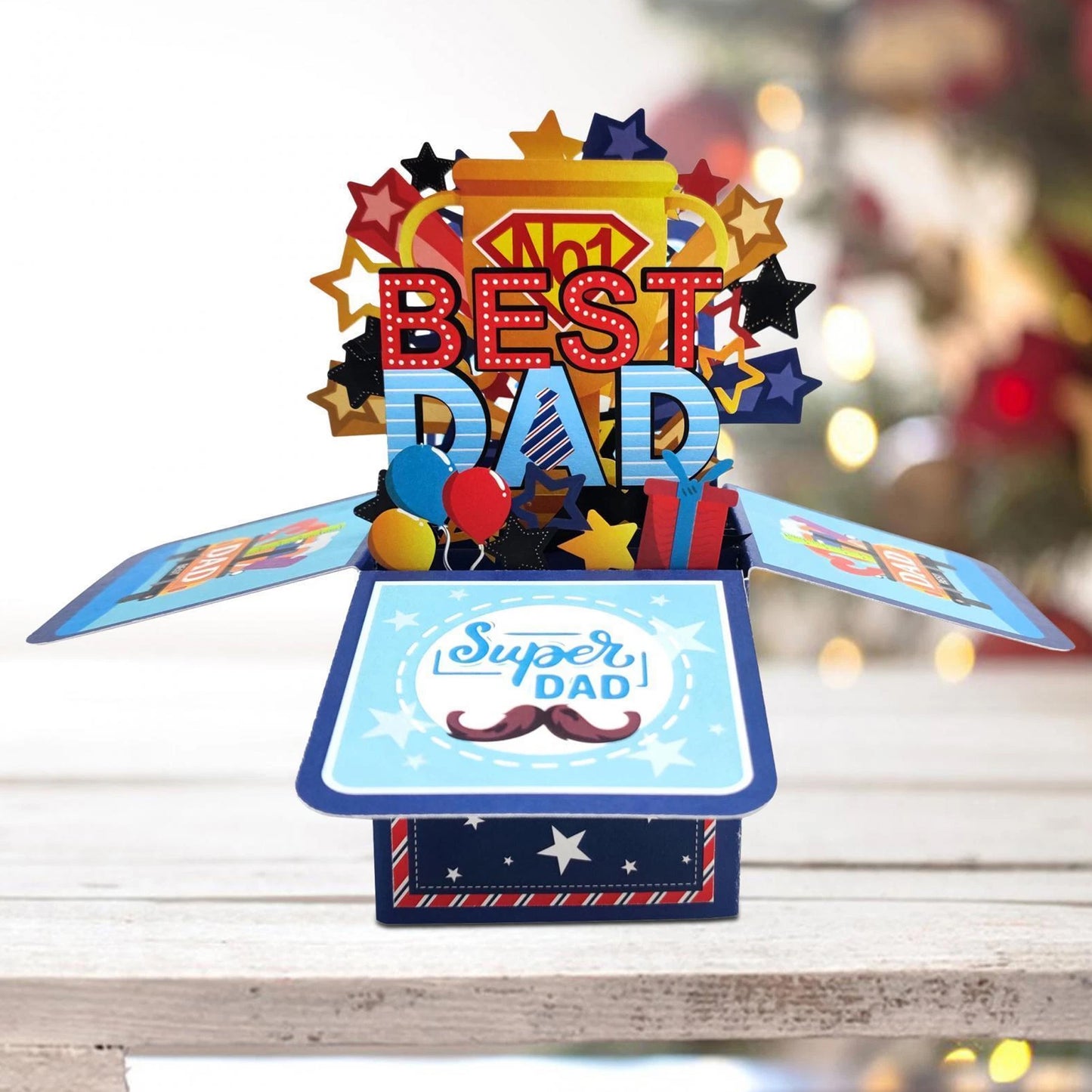Kabukis 3D Pop-Up Best Dad Surprise Box Card with Envelope