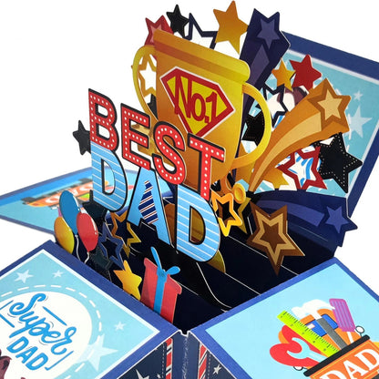 Kabukis 3D Pop-Up Best Dad Surprise Box Card with Envelope