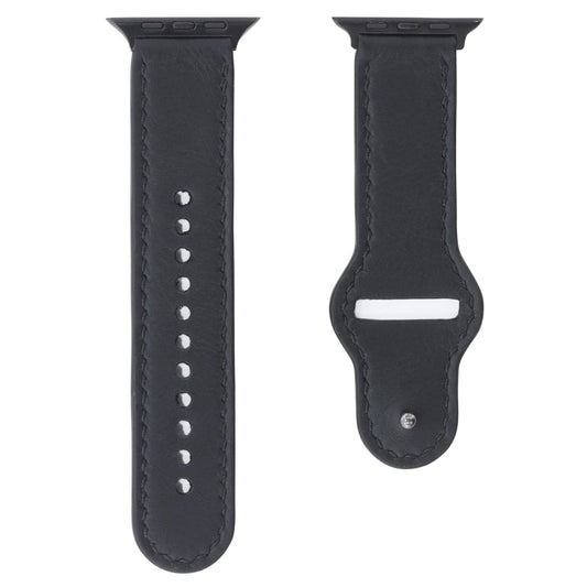 Black Leather Apple Watch Strap (42/44/45/49mm) - Handmade to order