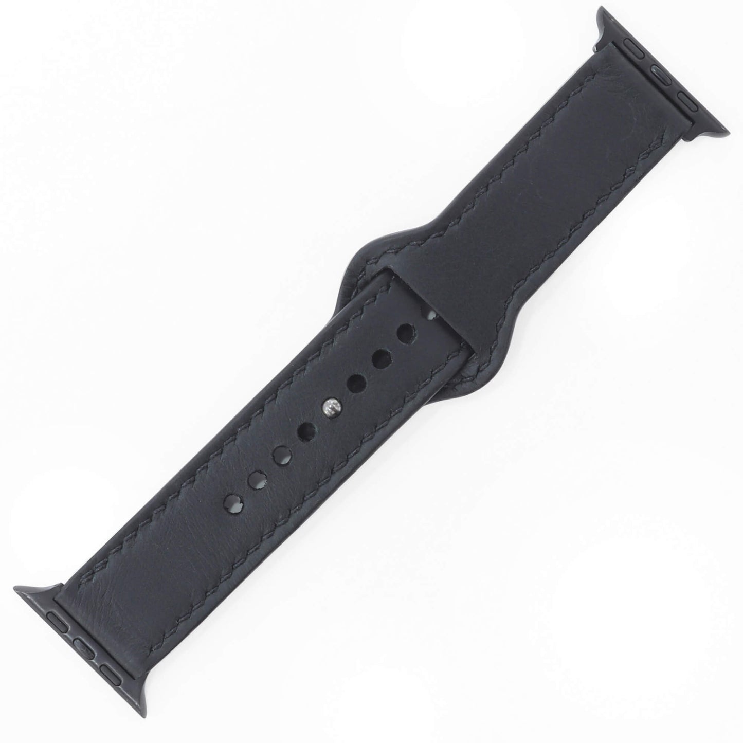 Black Leather Apple Watch Strap (42/44/45/49mm) - Handmade to order
