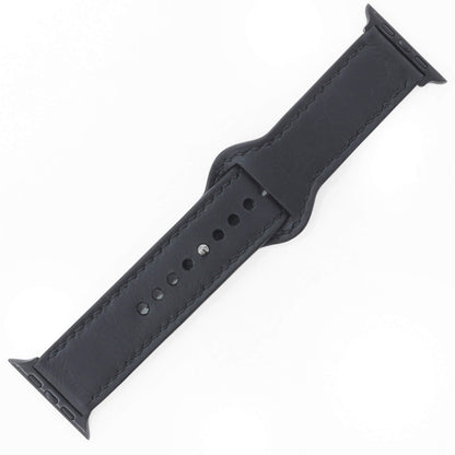 Black Leather Apple Watch Strap (42/44/45/49mm) - Handmade to order