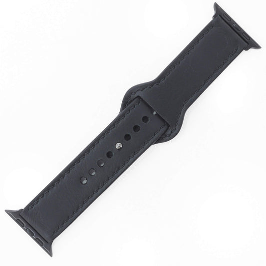 Black Leather Apple Watch Strap (42/44/45/49mm) - Handmade to order