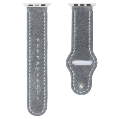 Stone Grey Leather Apple Watch Strap (42/44/45/49mm) - Handmade to order