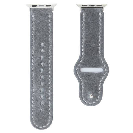 Stone Grey Leather Apple Watch Strap (42/44/45/49mm) - Handmade to order