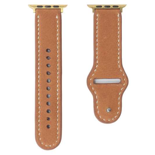 Caramel Top Grain Leather Apple Watch Strap (42/44/45/49mm) - Handmade to order