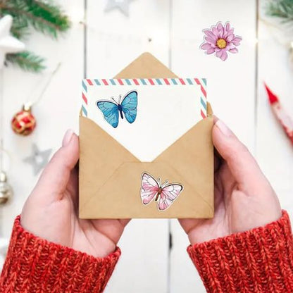 500pcs Bright & Attractive Butterfly &Flower Shaped Gift Wrap Sticker Roll