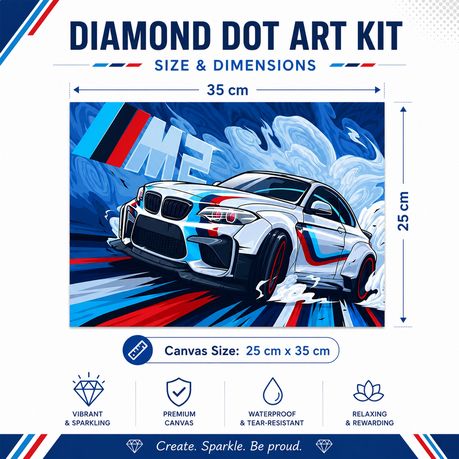Kabukis 5D Diamond Painting Kit M2 Sports Car 25x35cm - Bold Wall Decor