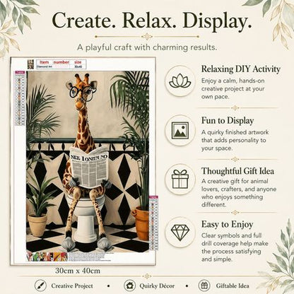 Kabukis DIY Diamond Painting Giraffe on Toilet 30x40cm - Hilarious Art