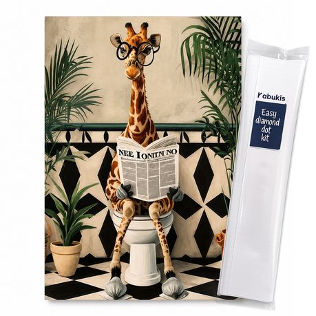 Kabukis DIY Diamond Painting Giraffe on Toilet 30x40cm - Hilarious Art