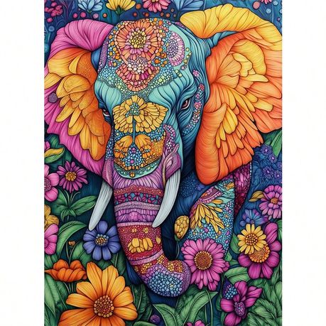Kabukis 5D DIY Diamond Dot Painting - Stunning Colourful Elephant 40x50cm