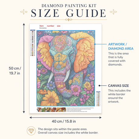 Kabukis 5D DIY Diamond Dot Painting - Stunning Colourful Elephant 40x50cm