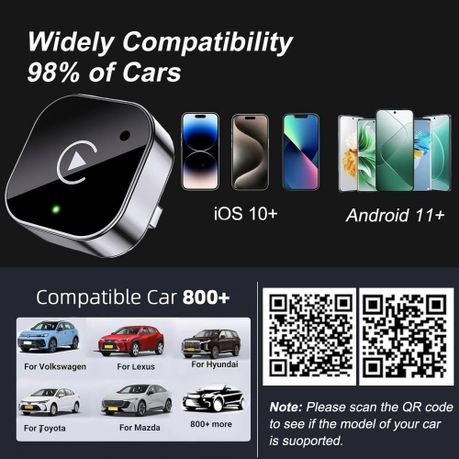 2-in-1 Wireless CarPlay & Android Auto Adapter,Fast Auto-Connect, No Delay