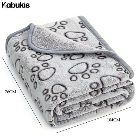 Kabukis Best-Selling Paw Print Grey Pet Blanket for Dogs & Cats