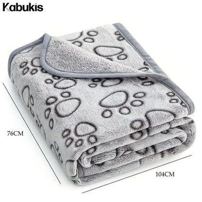 Kabukis Best-Selling Paw Print Grey Pet Blanket for Dogs & Cats