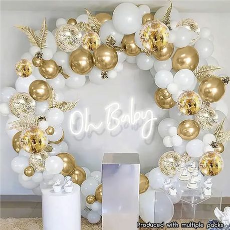 30 Pieces Golden & Pearl White Balloons - Luxurious Party Elegance Set