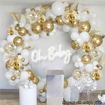 30 Pieces Golden & Pearl White Balloons - Luxurious Party Elegance Set