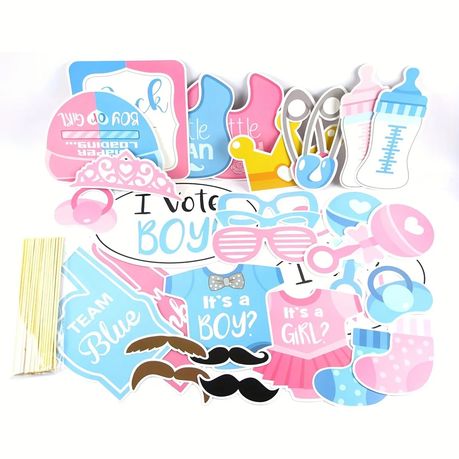 Kabukis Gender Reveal Baby Shower Photography Props - Do Picture-Perfect!