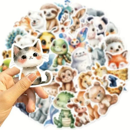 Kabukis 50pc Cartoon Animal Vinyl Stickers for Laptop, Mobile Phone, Tablet