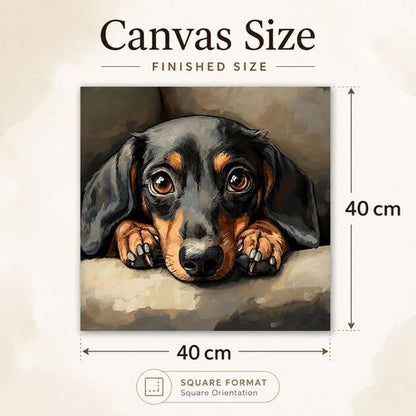 Kabukis Diamond Dot Painting Kit Soulful Dachshund Portrait 40x40cm - Cute