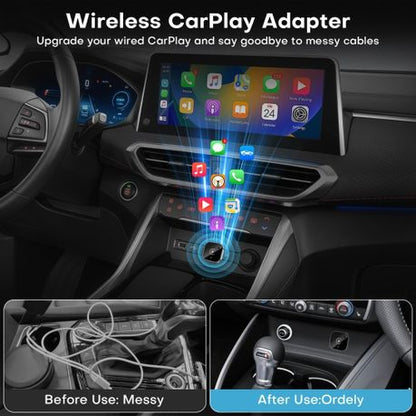 2-in-1 Wireless CarPlay & Android Auto Adapter,Fast Auto-Connect, No Delay