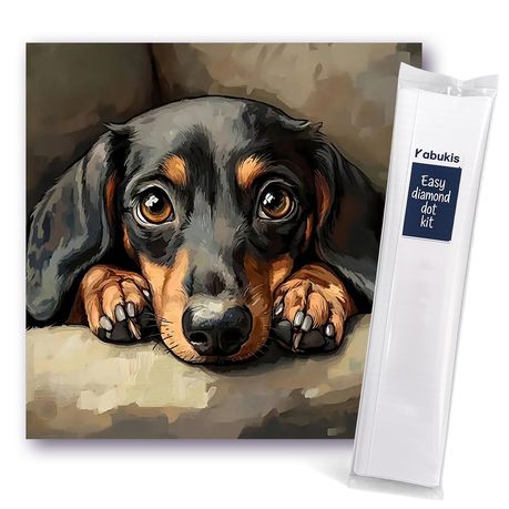 Kabukis Diamond Dot Painting Kit Soulful Dachshund Portrait 40x40cm - Cute