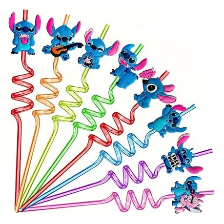 Kabukis Stitch Reusable Straws - 8-pcs of Joyful Fun for Birthdays & Events